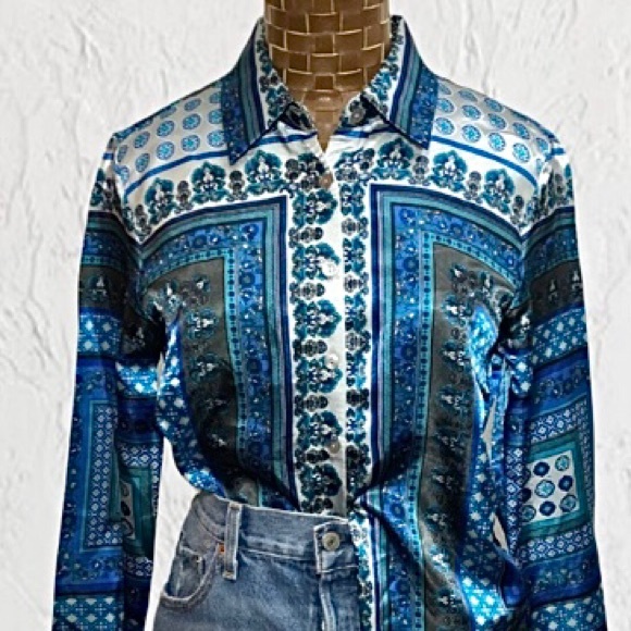 Zac & Rachel Satin Button Up Shirt. - Picture 1 of 16